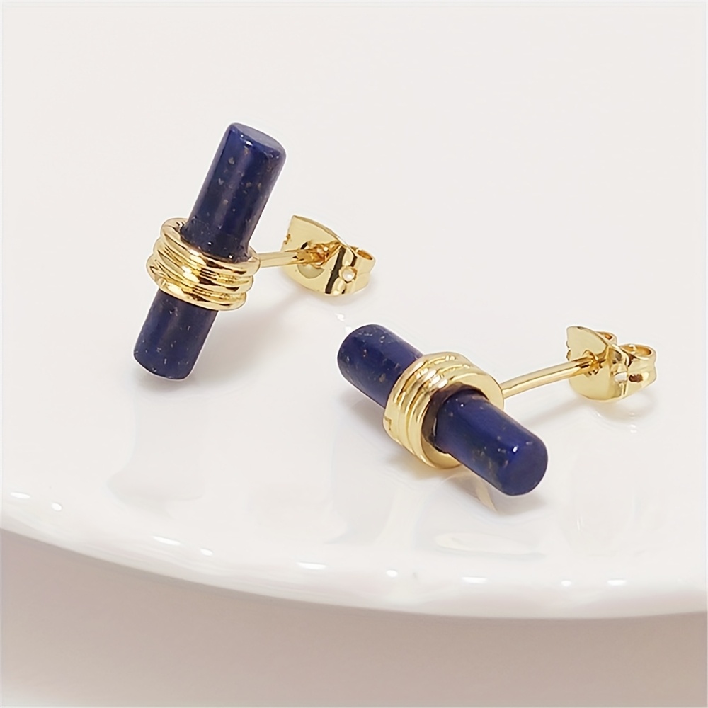 Women's 18K Plated Lapis Lazuli, Citrine & Obsidian Stud Earrings